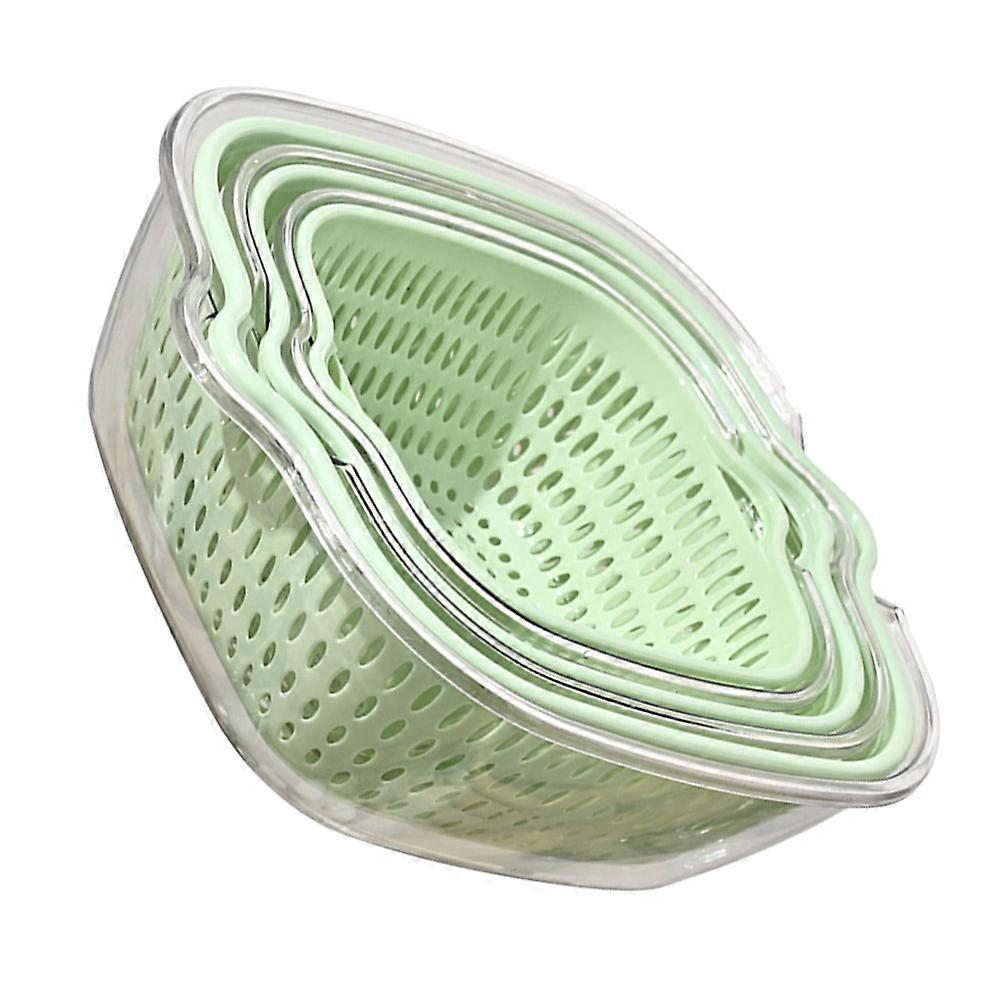 Multi Functional Drainer Basket Double Layer Fruit Washing Basket Household Item 20.10X18.50X8.10cm Filtering Water 1Set