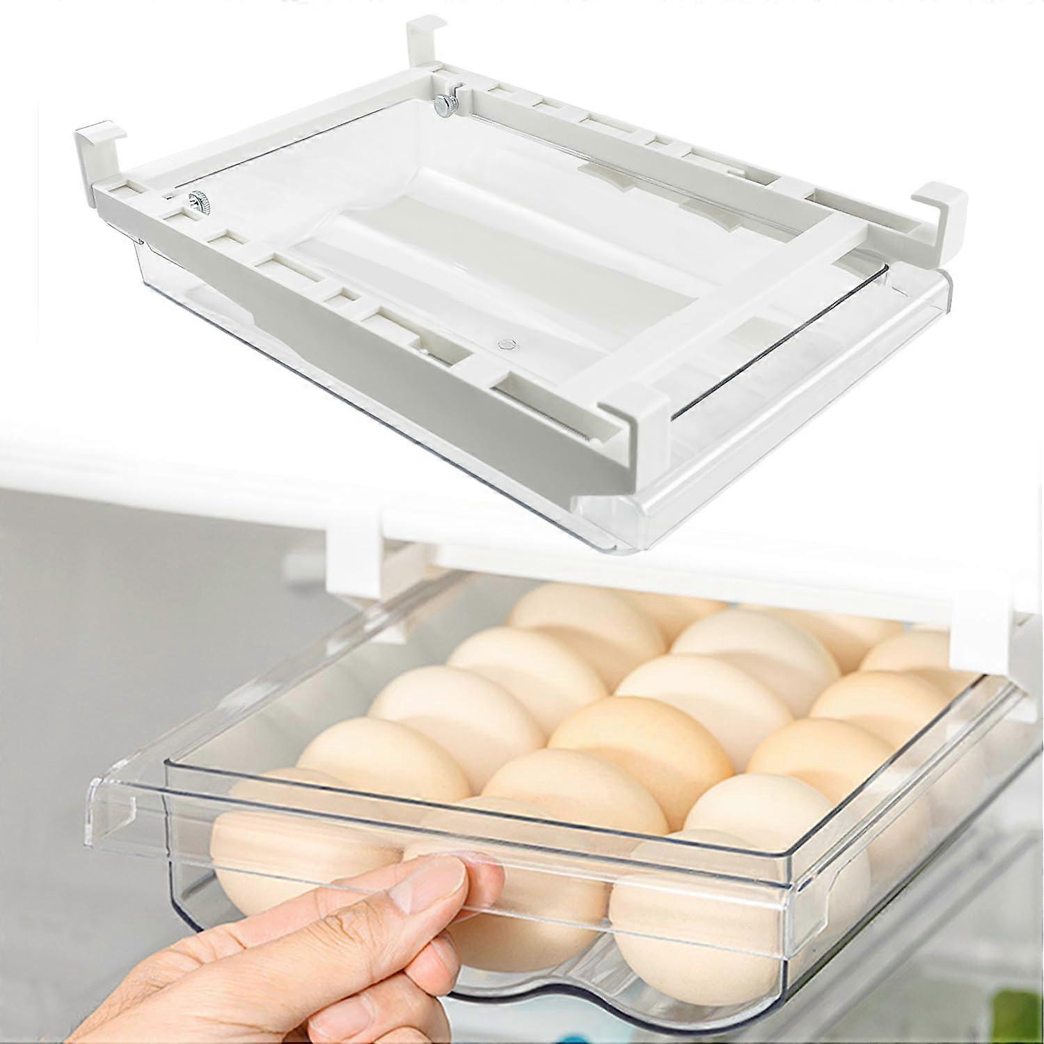 Refrigerator Egg Storage Bin with Slide Rail, Holds 18 Eggs