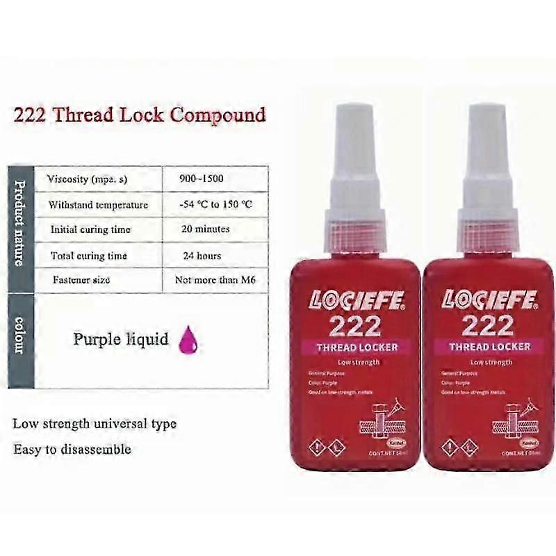 2x Threadlocker 222 242 243 290 κόλλα ρουλεμάν βιδών που σκληραίνει γρήγορα τη βίδα πράκτορα κλειδώματος νημάτων 50ml