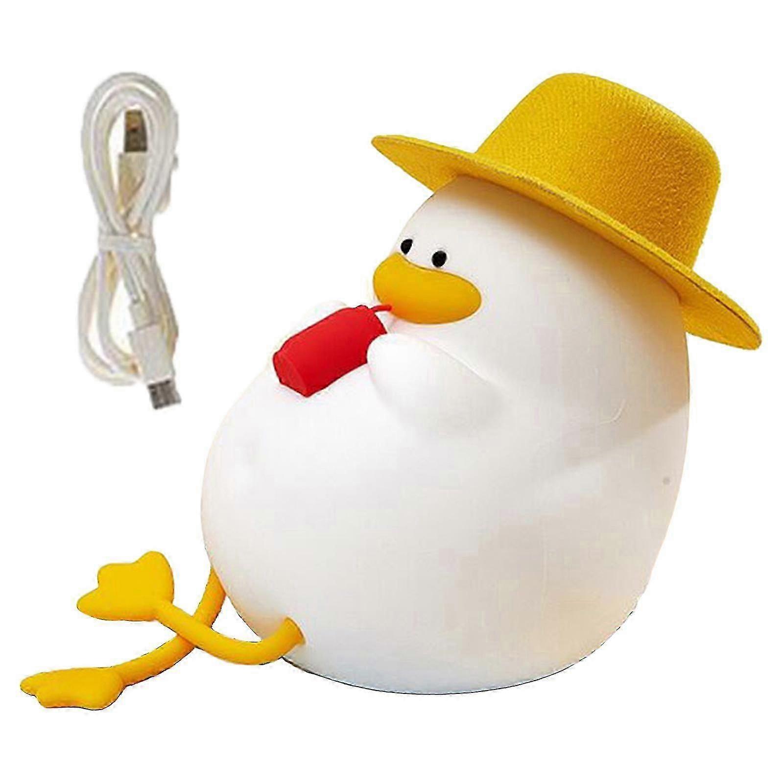Dimmable Cartoon Duck Night Light with Multiple Color Options, Adorable Design, Silicone Bedside LED Lamp for Home Decoration