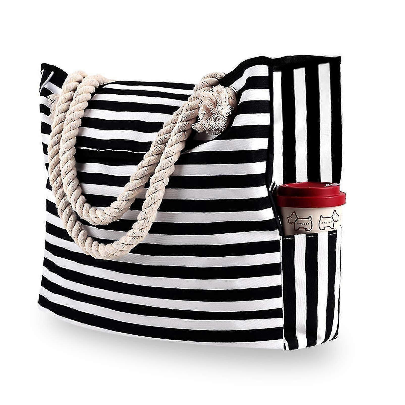Extra Large Waterproof Beach Tote Bag with Zipper and Wide Design