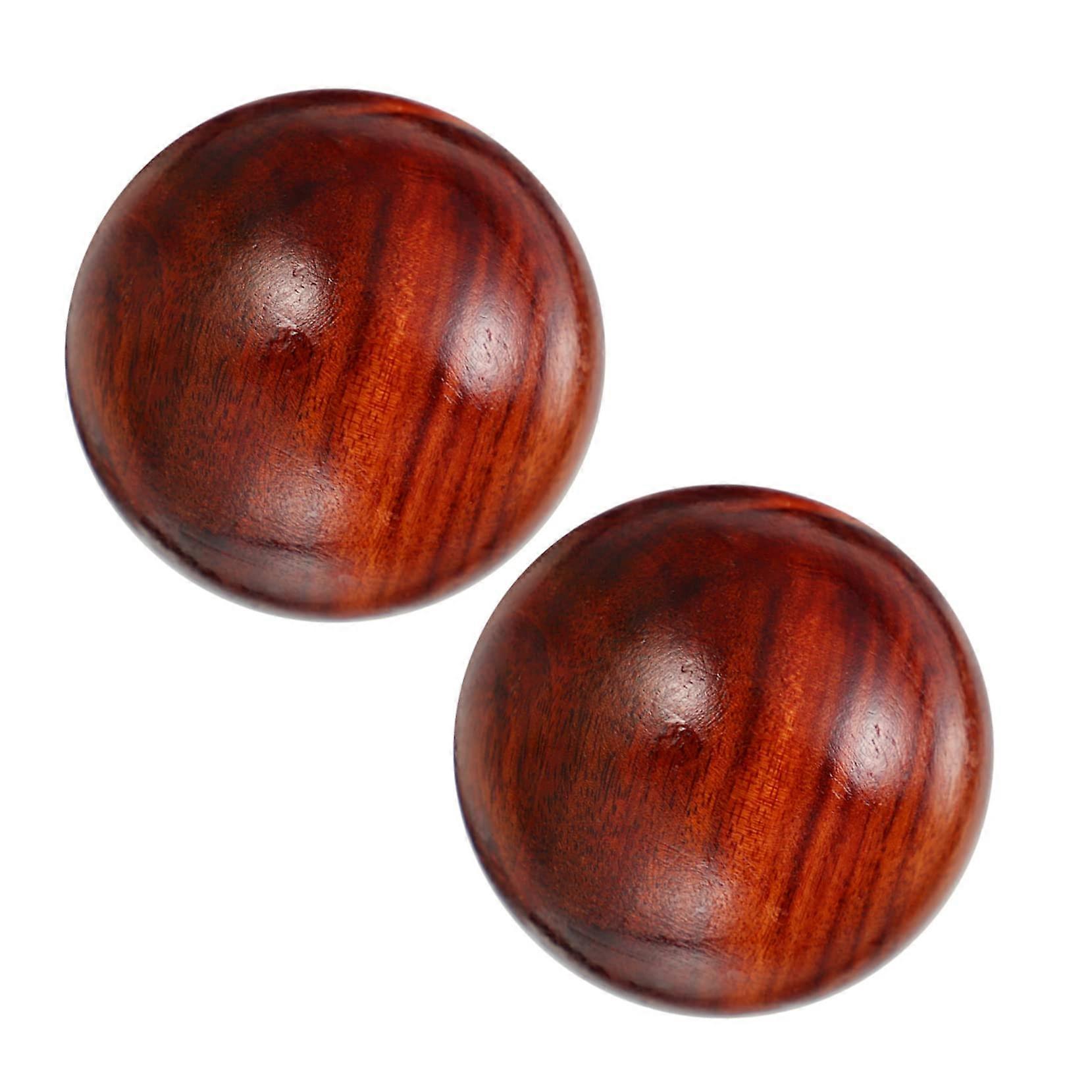 1 Set Huanghuali Handheld Fitness Balls, Chinese Wenwan Decorative Hand Massage Balls, Carved Craft Desktop Ornament, Rosewood, 2 Pieces