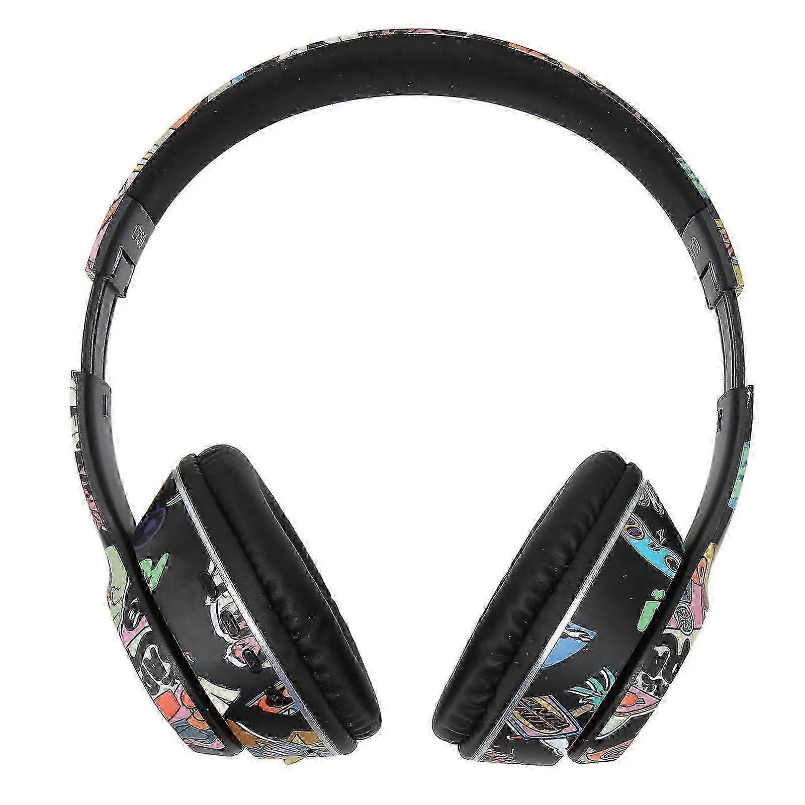 Wireless Headset with Microphone and RGB Lamp for PC Laptop, Supports Memory Card and LINEIN Mode