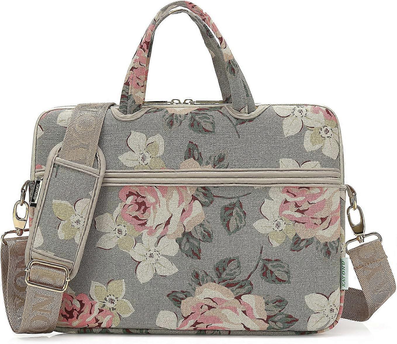 Bolsa Transversal de Ombro para Laptop com Padrão de Rosa Cinza (14-14.1 Polegadas, Rosa Cinza)