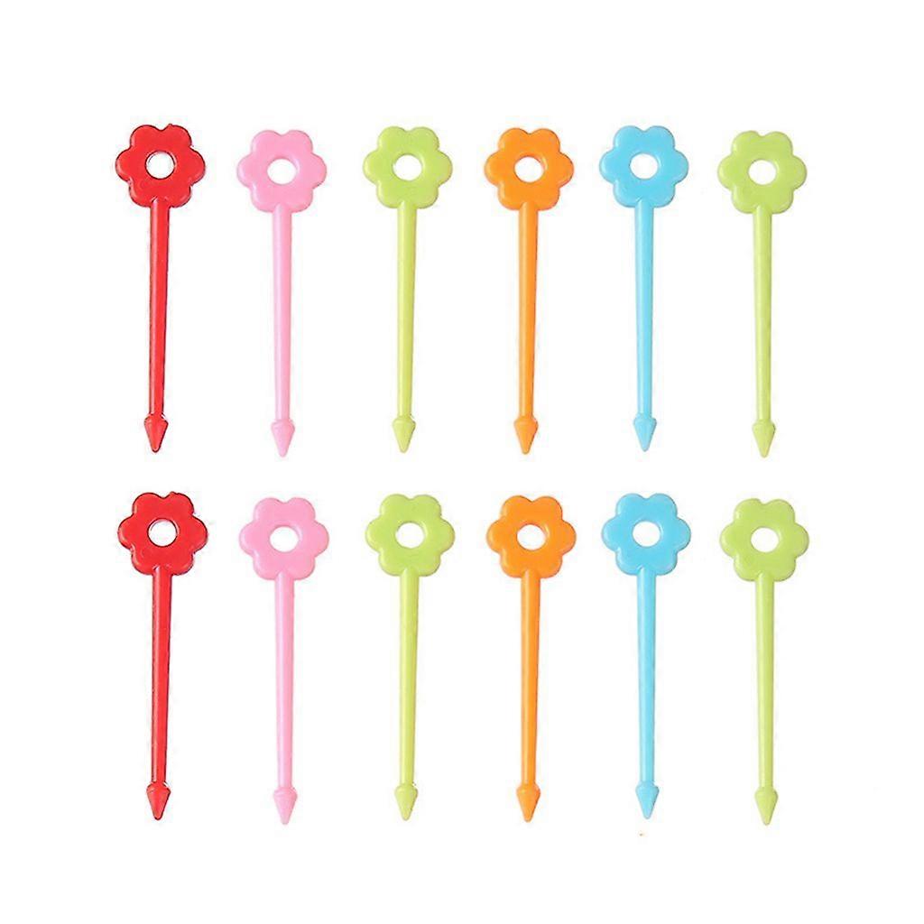 4/12 pieces fruit fork flower design cartoon plastic sunflower shape dessert toothpick lunch accessories home