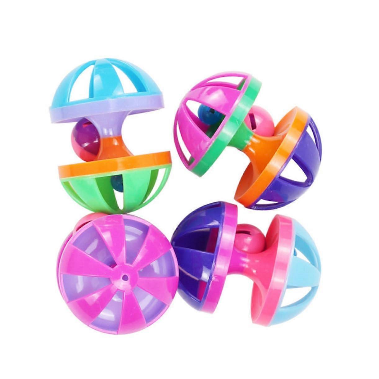 Cat Ball Toys - Set of 4 Colorful Plastic Balls With Bells for Cats, Enhances Bonding and Reduces Scratching Damage