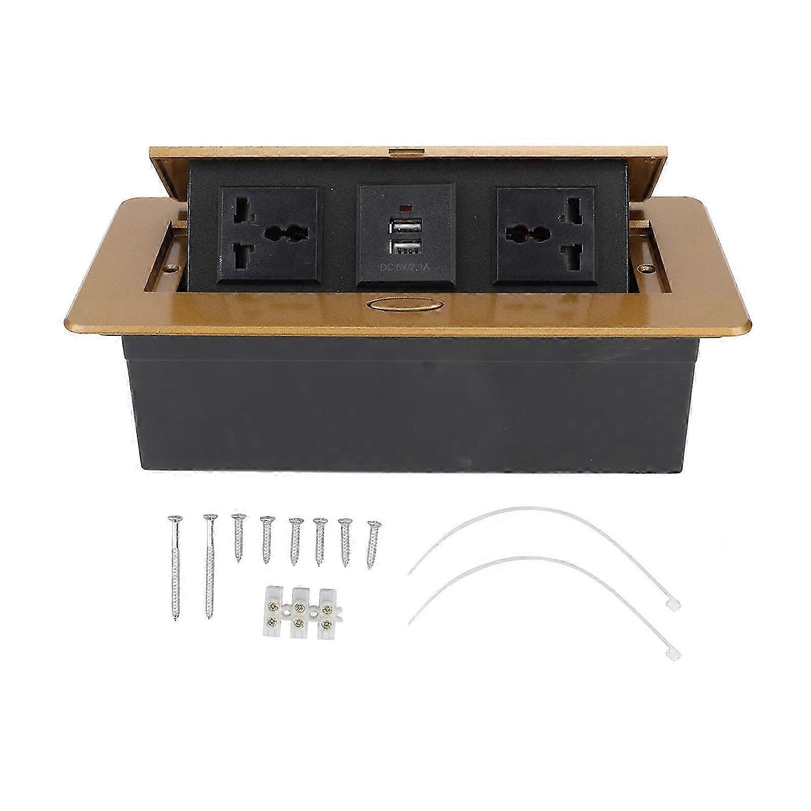 Power Strip Dual USB Hub Connection Box Outlet Socket for Home Office 250V