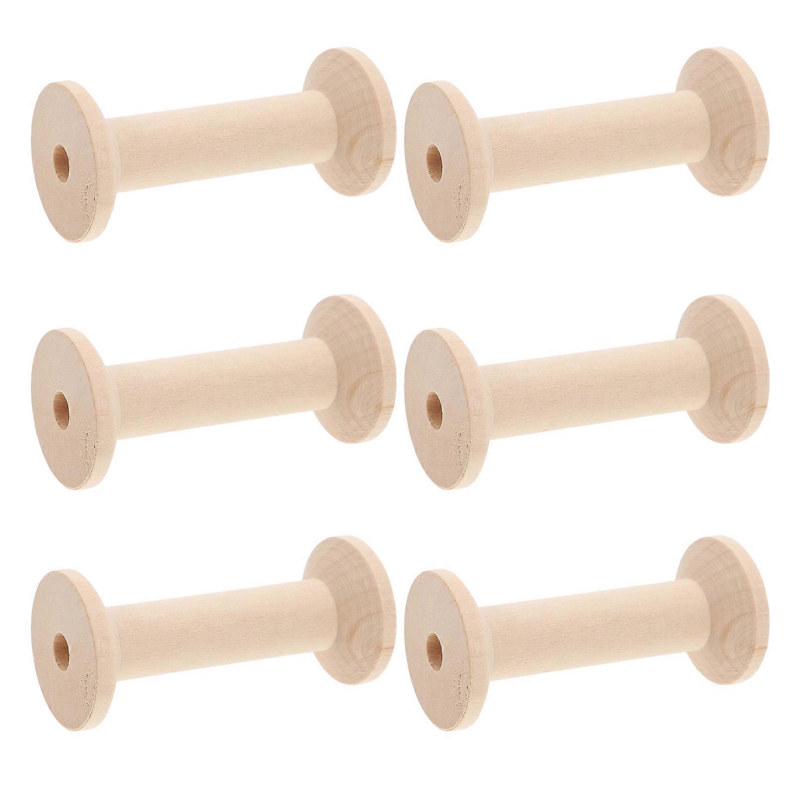 Unfinished Barrel Spools Wooden Spools for DIY Activities Crafting Projects Cylindrical 7.50X3.50X3.50cm 6Pcs
