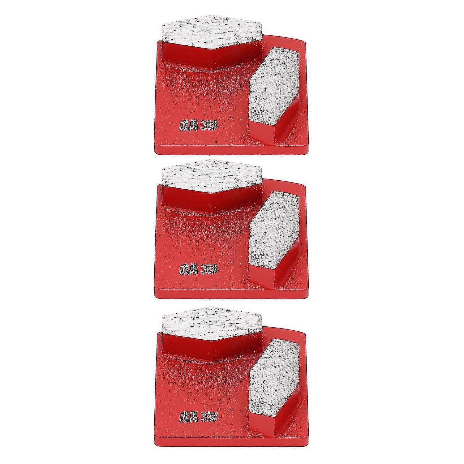 3Pcs Diamond Grinding Shoes Dovetail Concrete Aggreesive Cutting 2 Rhombus Teeth Red 30#
