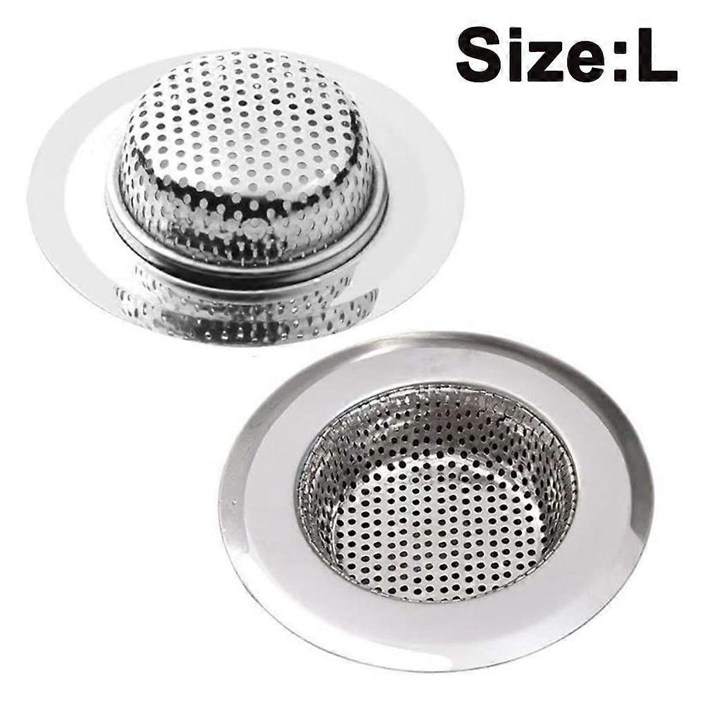 2-Pack Stainless Steel Drain Strainers - Sink Filter for Kitchen, Shower, Bathtub, Universal Sizes