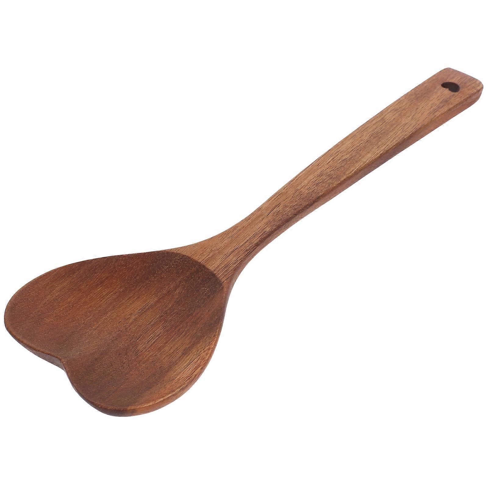 Heart Shaped Wooden Kitchen Spoon – Reusable Lightweight Stirring Tool for Salad, Soup, and Mixing Ingredients with Smooth Surface