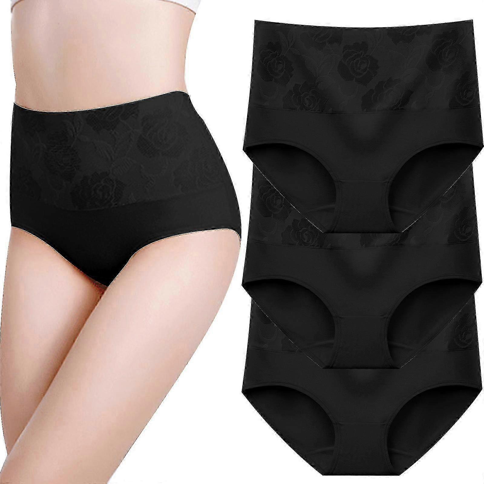 8 قطع ملابس داخلية قطن عالية الخصر للتحكم في البطن سراويل داخلية نسائية روز جاكار سيدات Panty_1