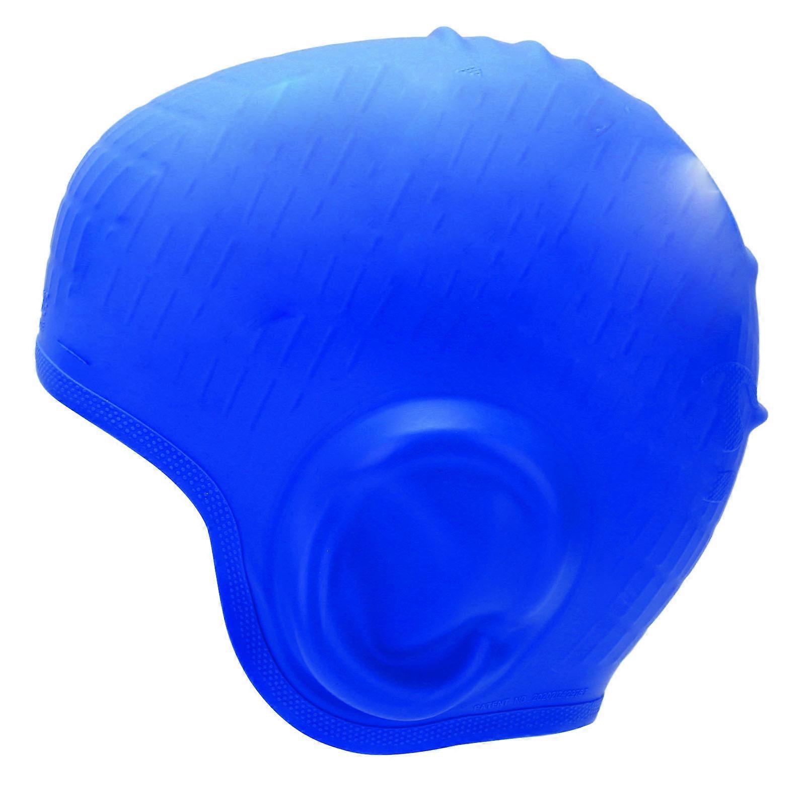Boné de silicone à prova d'água com proteção auricular 3D Elasticidade forte Chapéu de natação de cabelo comprido para adultos