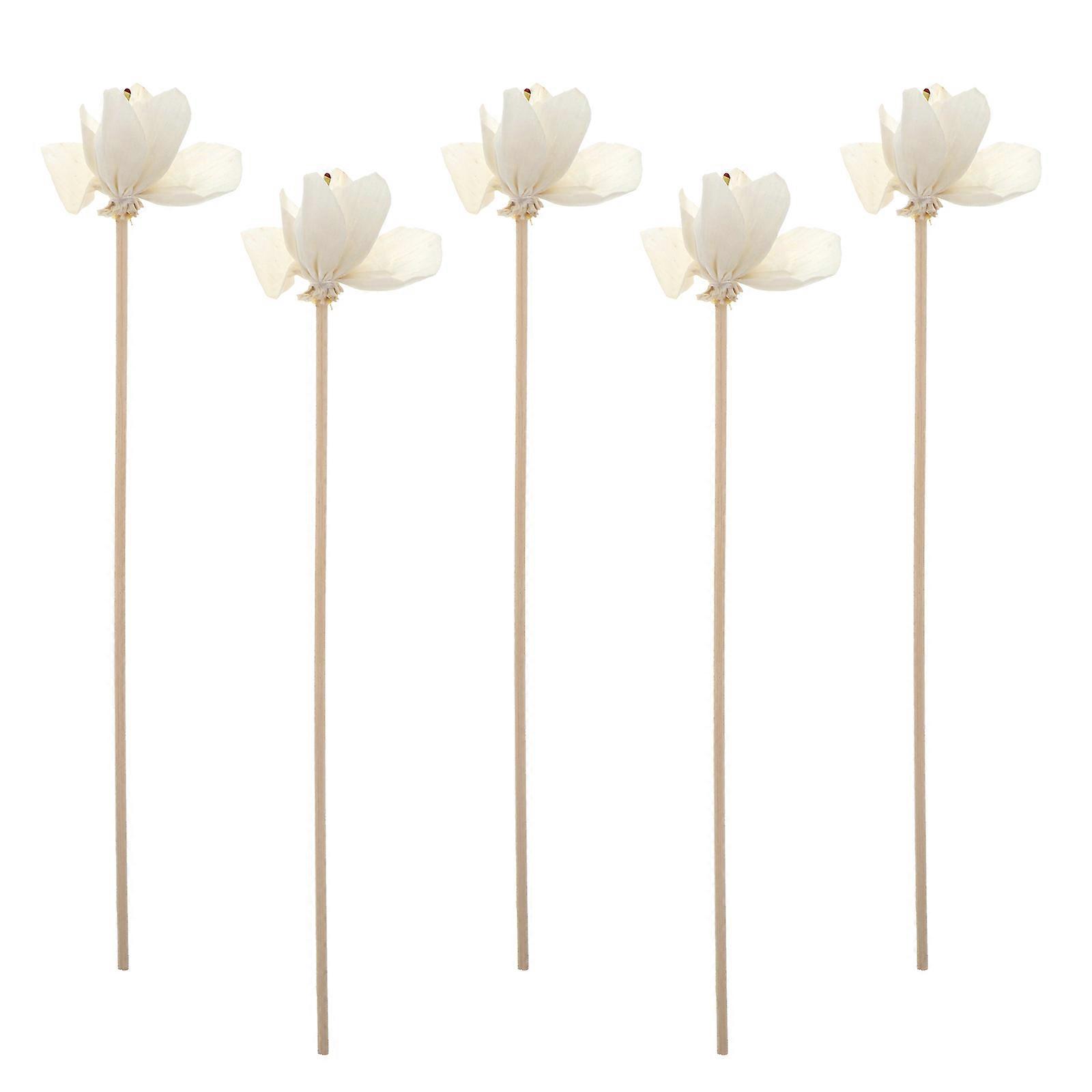 Aromatherapy Diffuser Sticks with Flower Design for Home Decor Made of Synthetic Material White Color 5pcs