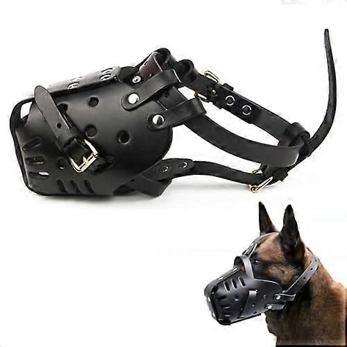 Adjustable leather muzzle – stops biting, barking, and chewing – training and safety solution for large dogs