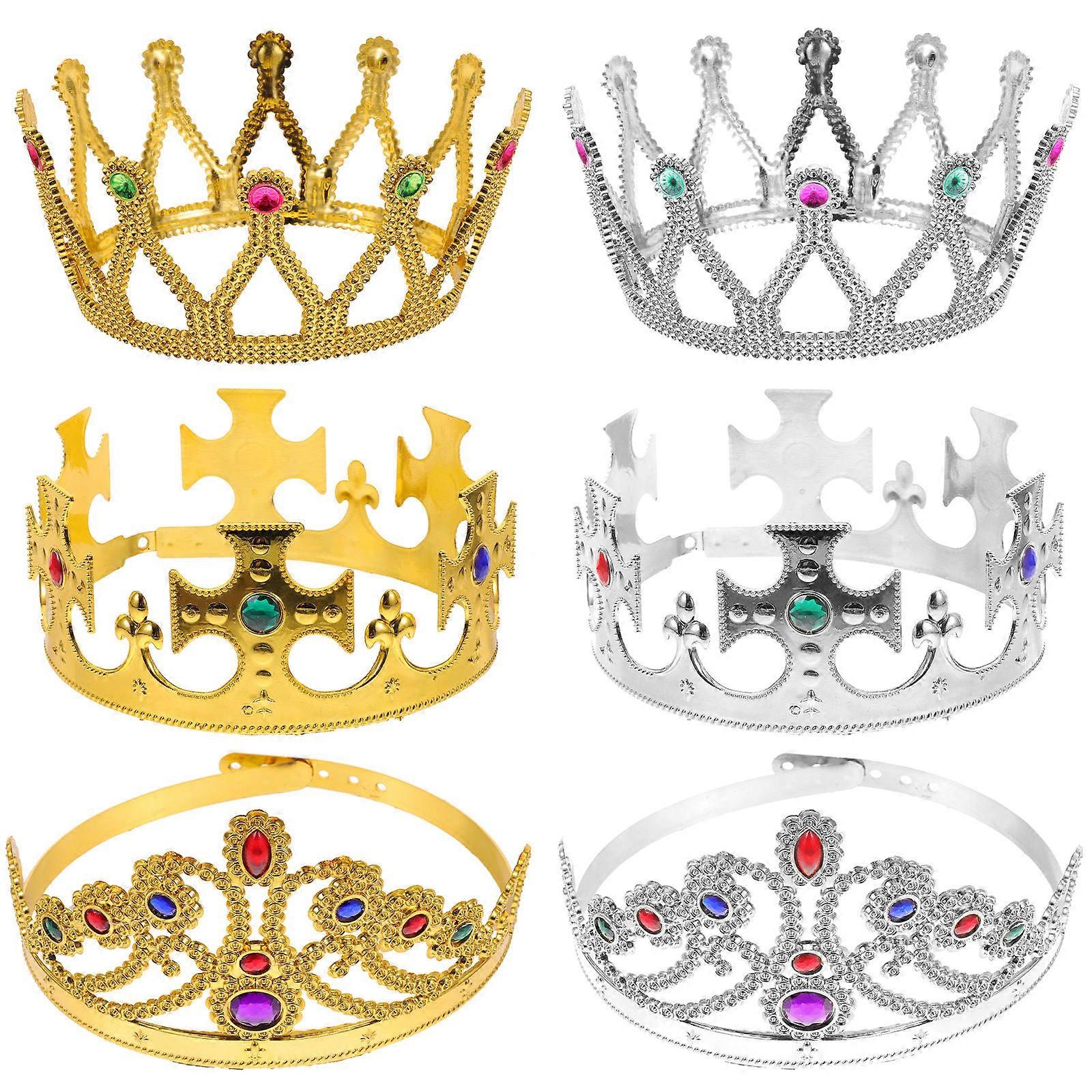 Shiny Crown Set 6pcs Party Headwear for Birthdays, Weddings, Cosplay, and Celebration Decorations