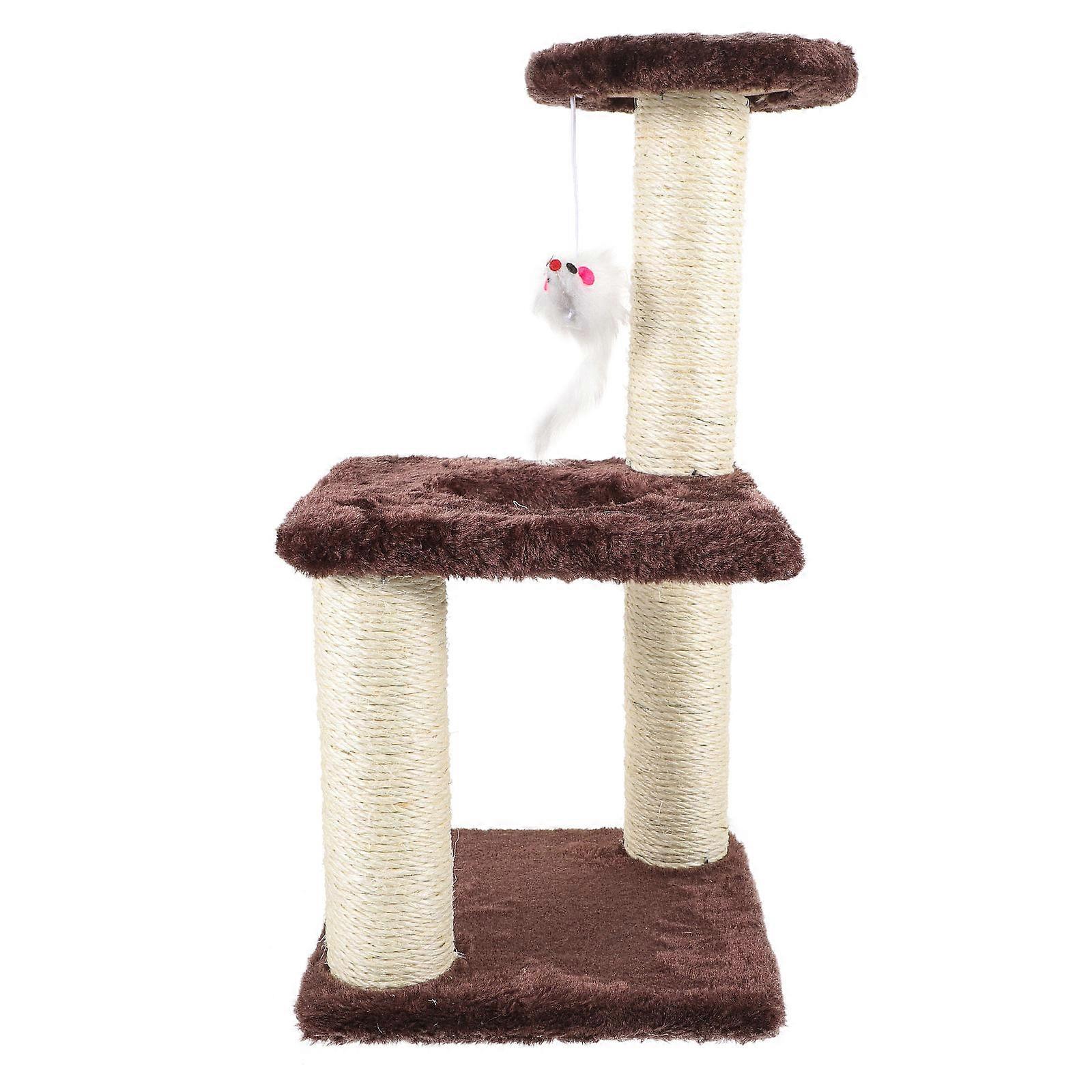 Heavy Duty Cat Scratching Post 3-Layer Design Density Board Material Indoor Use 1Pcs