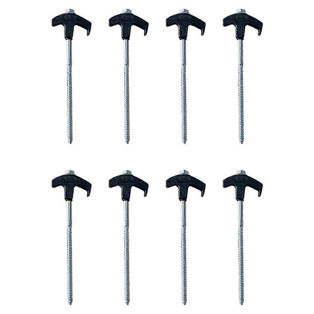 Screw In Tent Stakes - Metal Ground Anchors with Threaded Design for Camping, 8 PCS Black Tent Spikes and Pegs