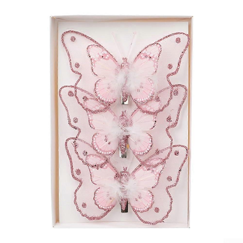 Set with sparkling artificial butterflies to enhance your holiday atmosphere (E)