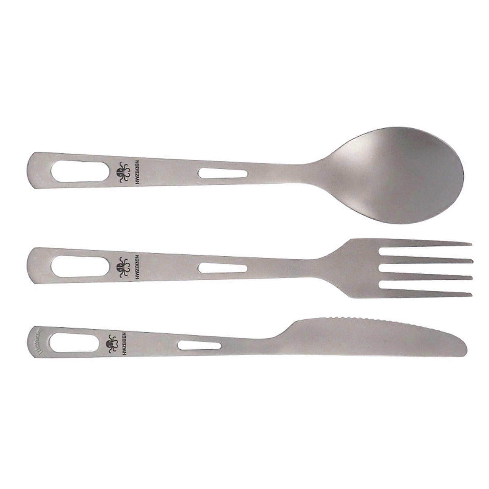 Camping Knife Fork Spoon Set Ti Tableware Reusable Outdoor Flatware for Backpacking CampingYMHC