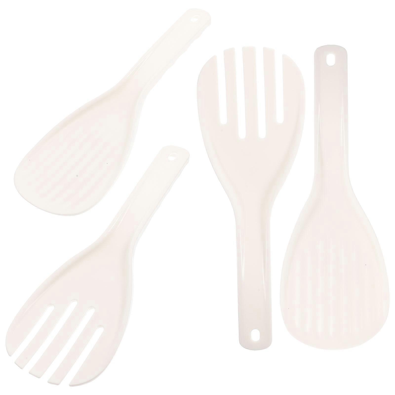 Easy Scooping Rice Spoons 4Pcs White Scratch-Resistant Kitchen Tableware For Cooks