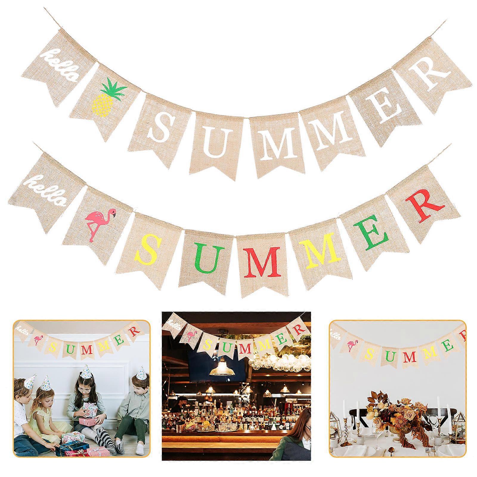 Summer Party Banner Hawaiian Theme Photo Prop Backdrop Assorted Color 17 x 13 x 0.1 Cm 2Pcs