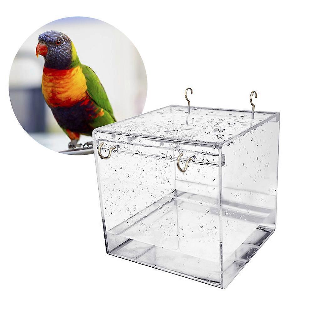 Parrot Shower Nest Bird Bath For Cage Parrots Prevent Splashes White Color Size 16.00X16.00X16.00CM 1Set