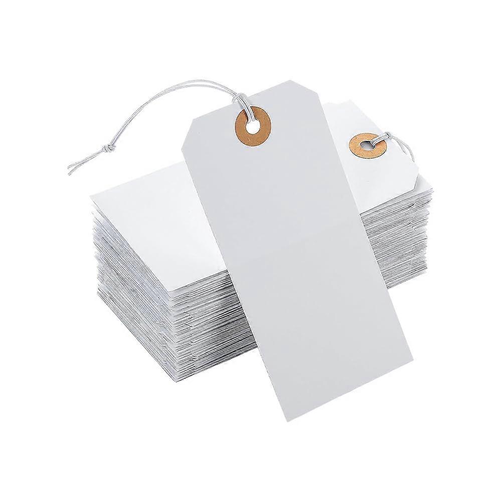 100pcs White Paper Name Tags 12x6cm Blank Rectangle Clothing Size Tags for Retail Pricing and Party Favors