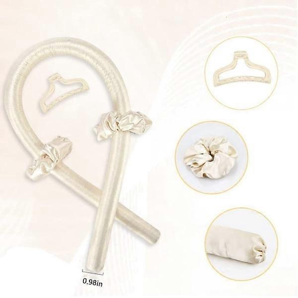 Hair rollers for curls without heat, heatless curl bands (beige).