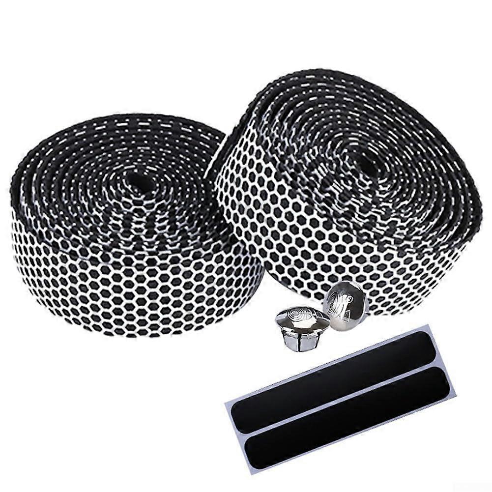Handlebar Tape For Racing Bikes, Shock-Resistant, Durable Padded, Grippy, White End Plugs