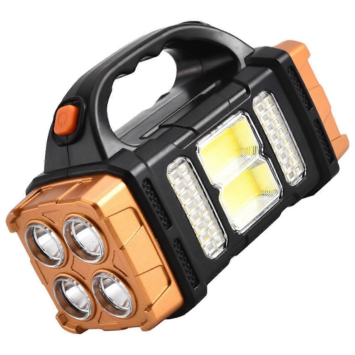 Portable USB Rechargeable Flashlights Solar LED Light COB Work Light 4 Gear Charge Mobile Phone Cam