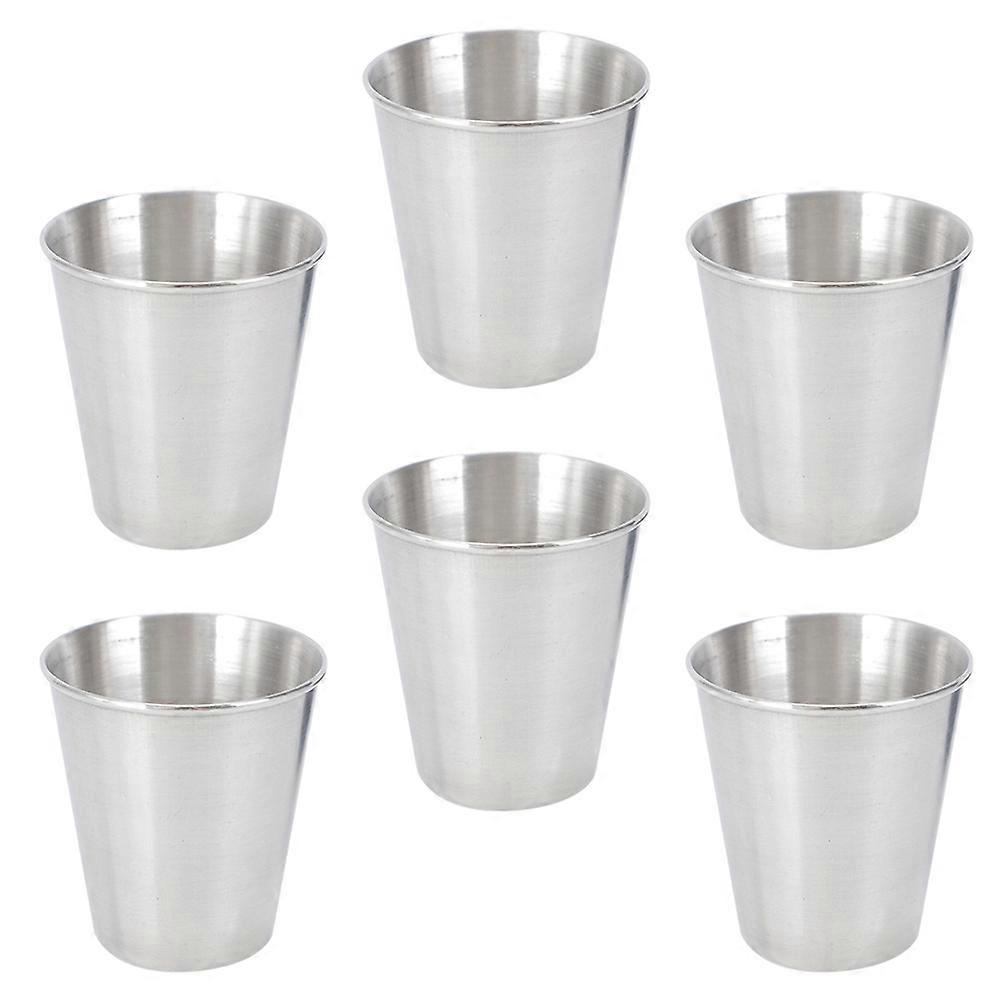 Stainless Steel Cups for Home Use and Portable Drinking Tumblers Silver Color 6 Pieces