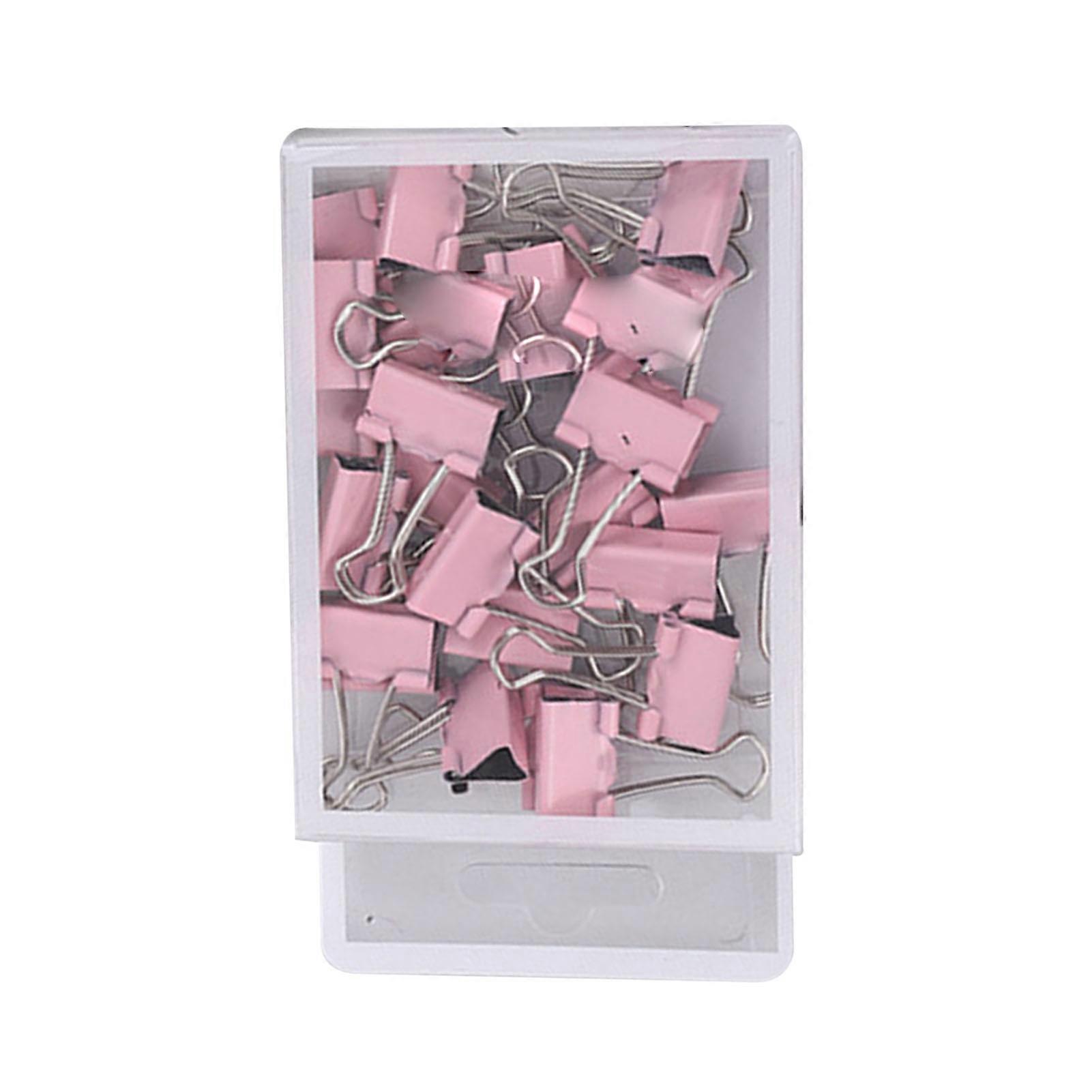25pcs Binder Clips Prevents Deformation Multifunction Metal Paper Clamps Office Clips for School Sakura Roseate Binder Clips