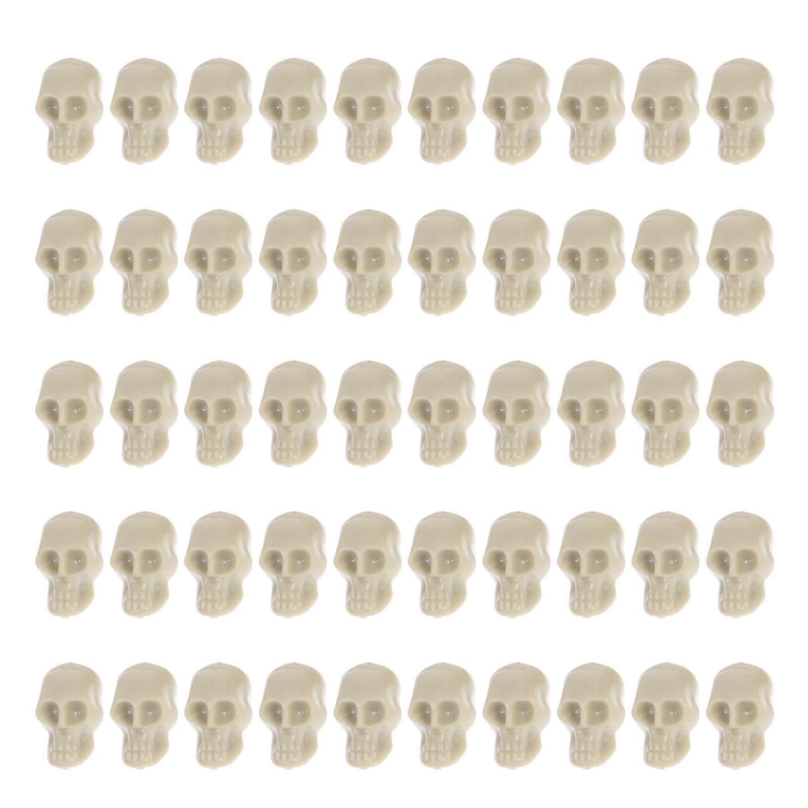50pcs Mini Plastic Skeleton Skull Decorations for Halloween Party Pranks – Realistic DIY Props for Themed Events & Festival Atmosphere Enhancement