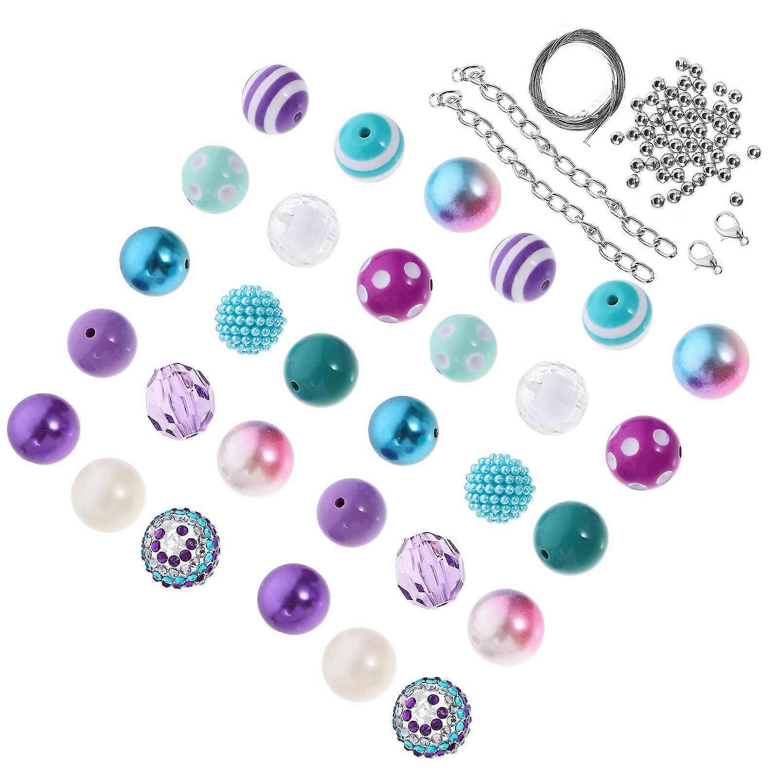 Acrylic Beads for Jewelry Making with Delicate Design and Assorted Colors 50 Pieces