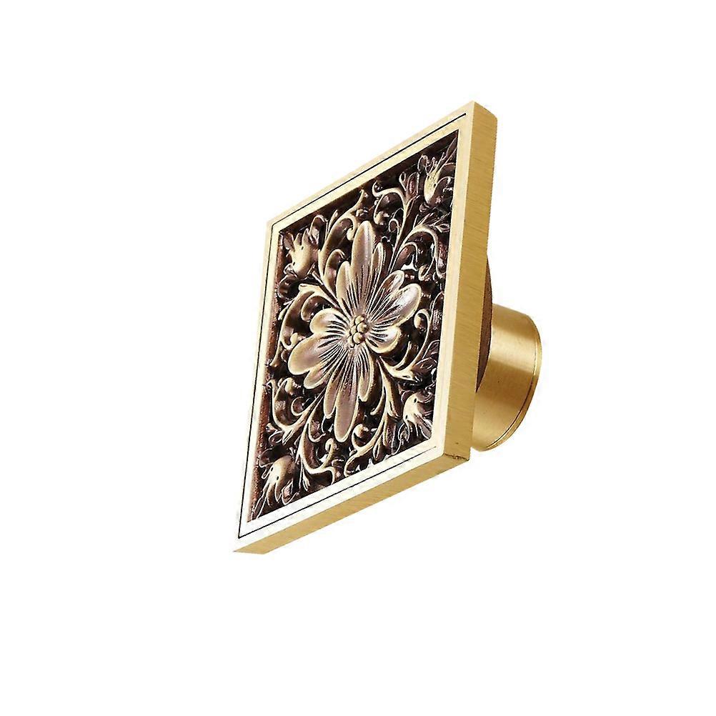 Copper Floor Drain Square Patterned Design Corrosion Resistant For Toilet x 10 x 4.6 cm 1Pack