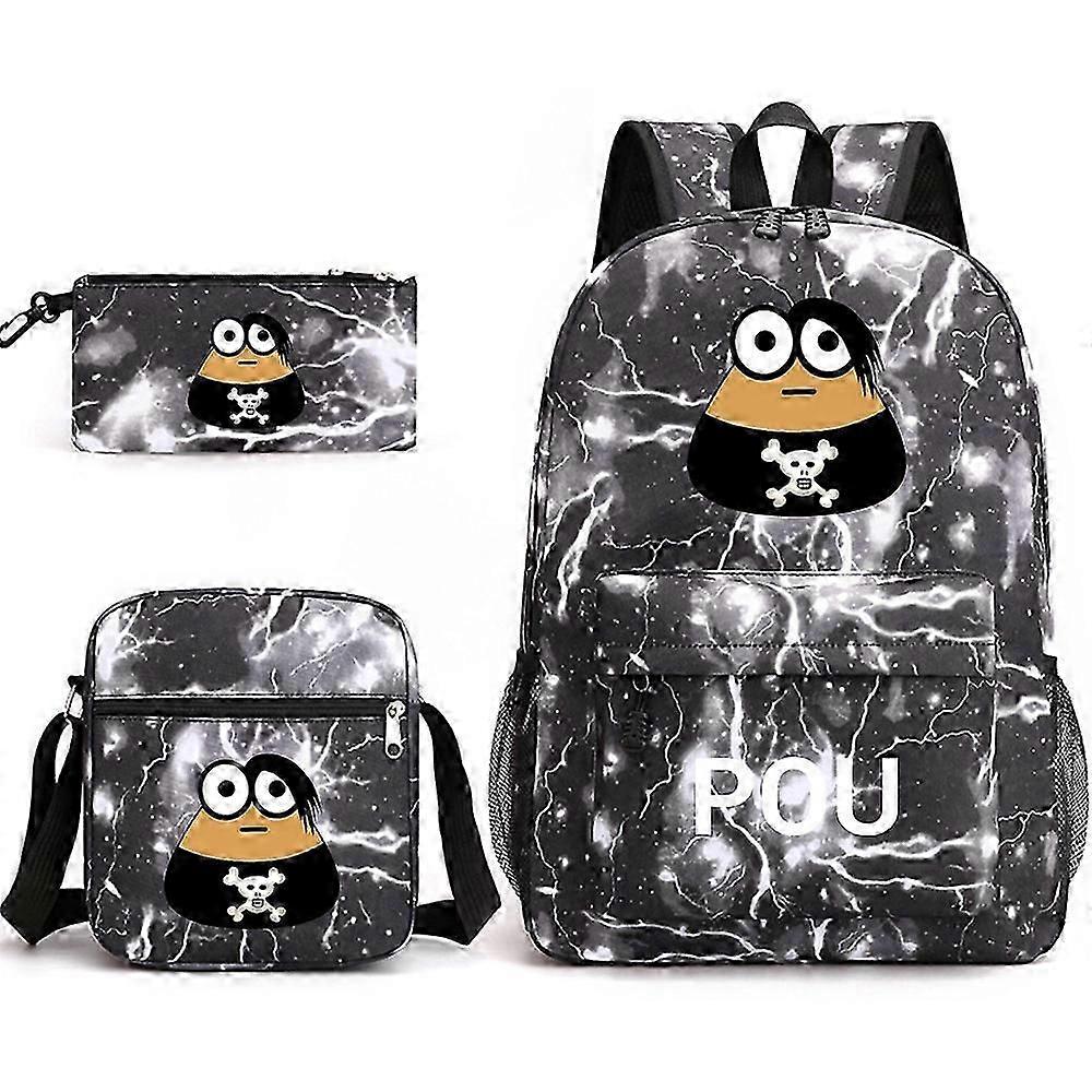 POU School Bag Backpack Pencil Case Shoulder Bag Three-piece Set _10