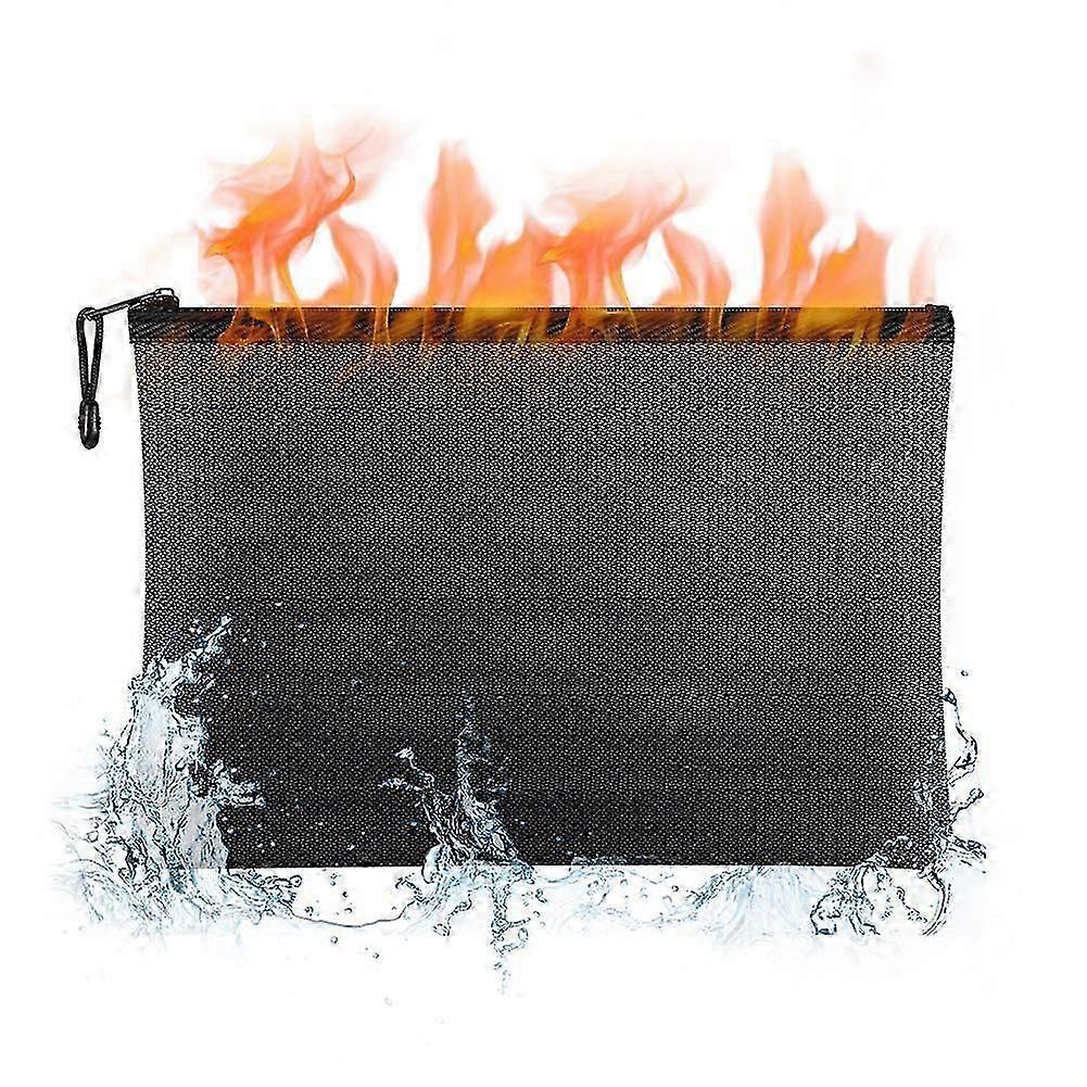 Fireproof Document Bags,14.7*11inch Waterproof and Fireproof Money Bag,Fire Proof Safe Storage Pouch with Zipper for Document Holder,File,Cash,Tablet,