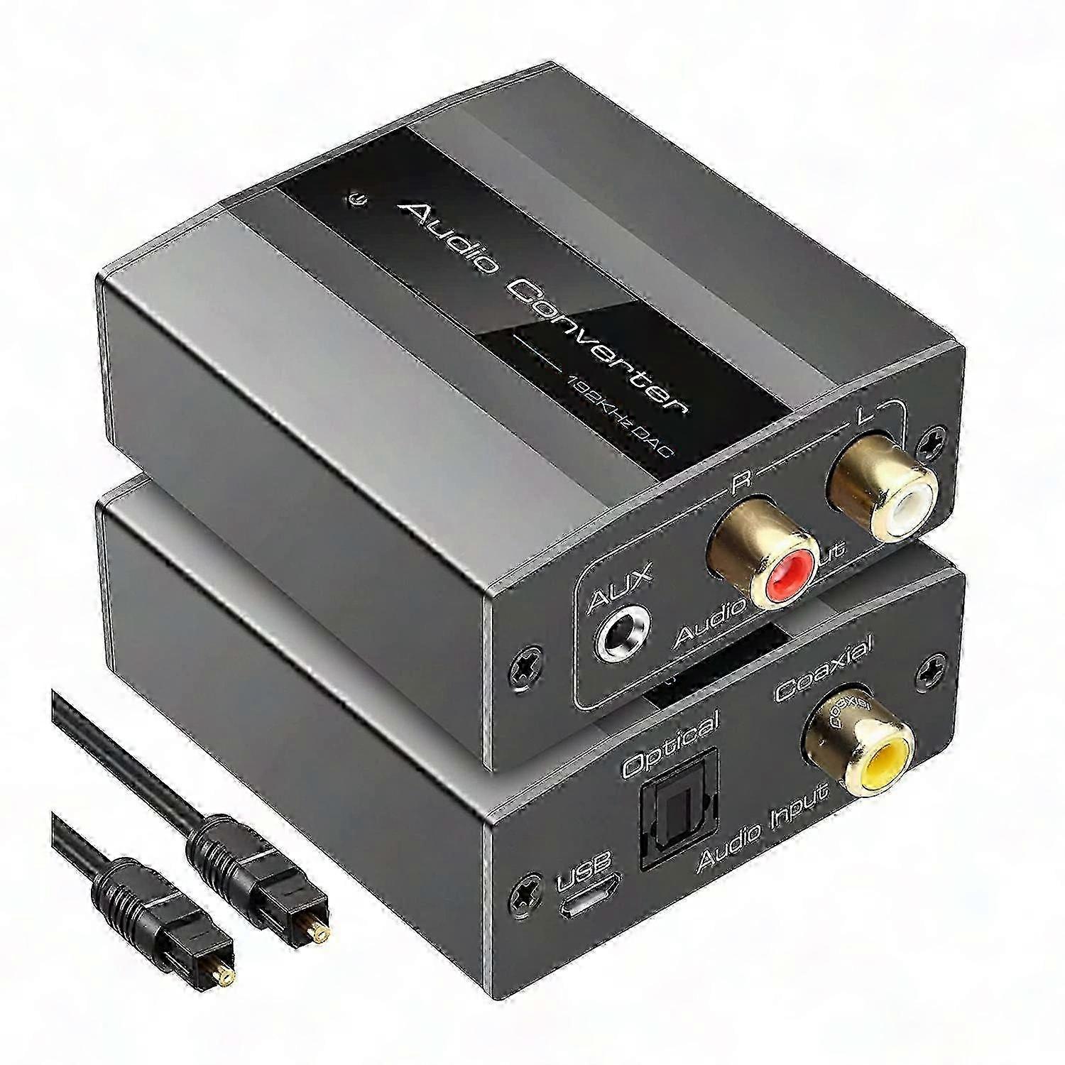 Optical to RCA o Converter with 3.5mm AUX & Optical Cable for Digital Analog Coaxial