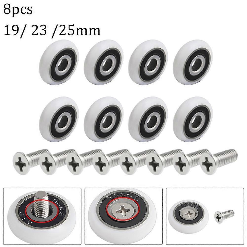 8Pcs Replacement Shower Door Roller Runner Wheels 19/23/25mm Wheel Diameter