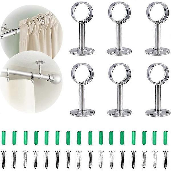 Gloryit 6 Pieces Ceiling Curtain Rod Support Bracket Ceiling Rod Bracket for Ceiling or Wall Curtain Rod Bracket