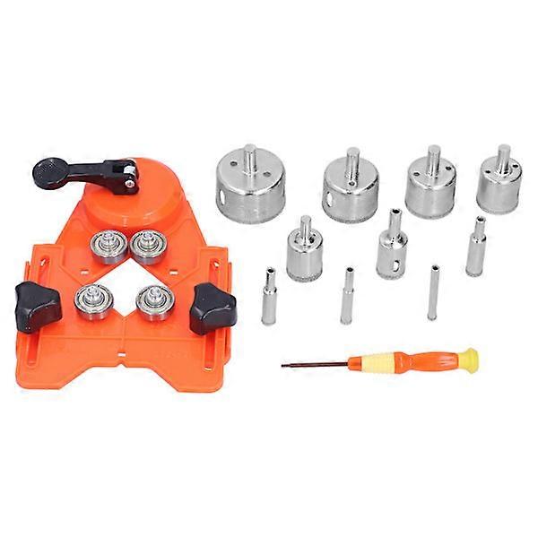 Diamond drill bit set, tile opener with guide for ceramic, orange.