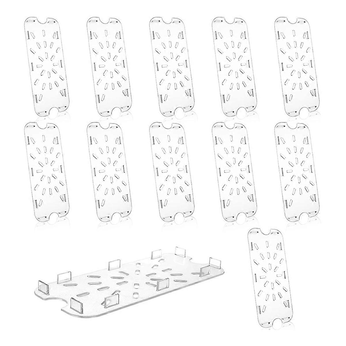 12 PCS Plastic Drain Shelf for 1/3 Size Food Pan Clear Plastic Grate Acrylic Food Drain Trays Plast