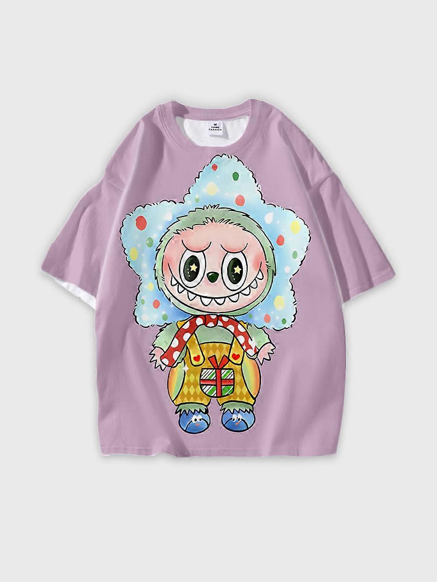 T-shirt round neck Pattern loose short sleeve P1832