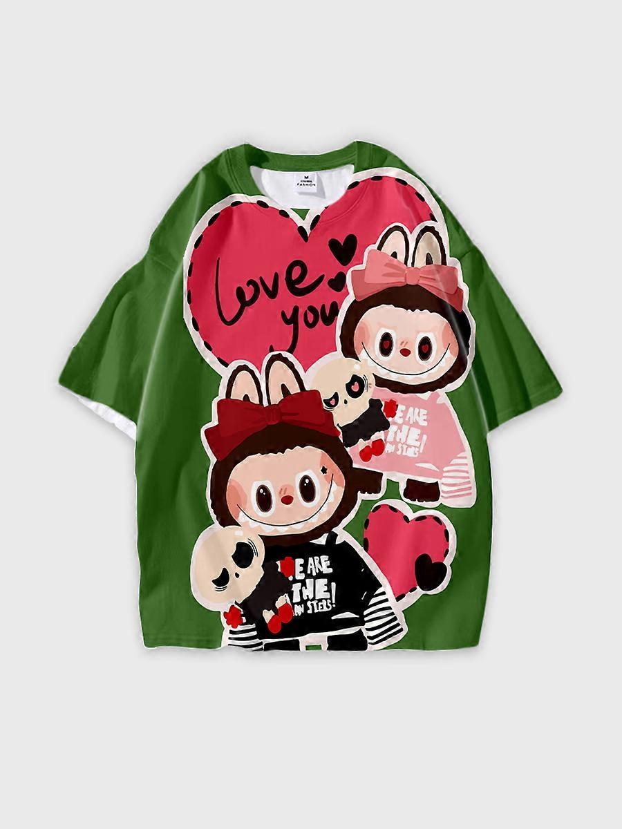 T-shirt round neck Pattern loose short sleeve P2095