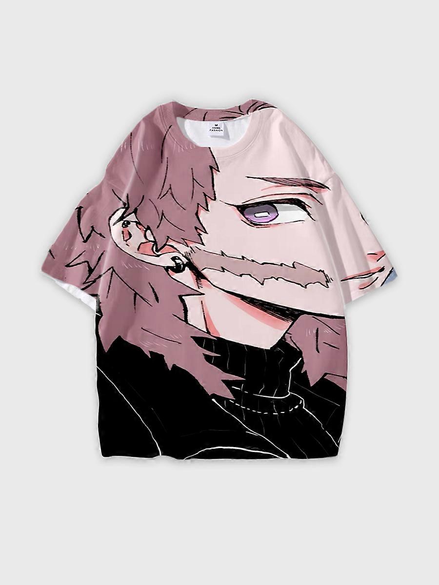 T-shirt round neck Character Pattern loose short sleeve P2257