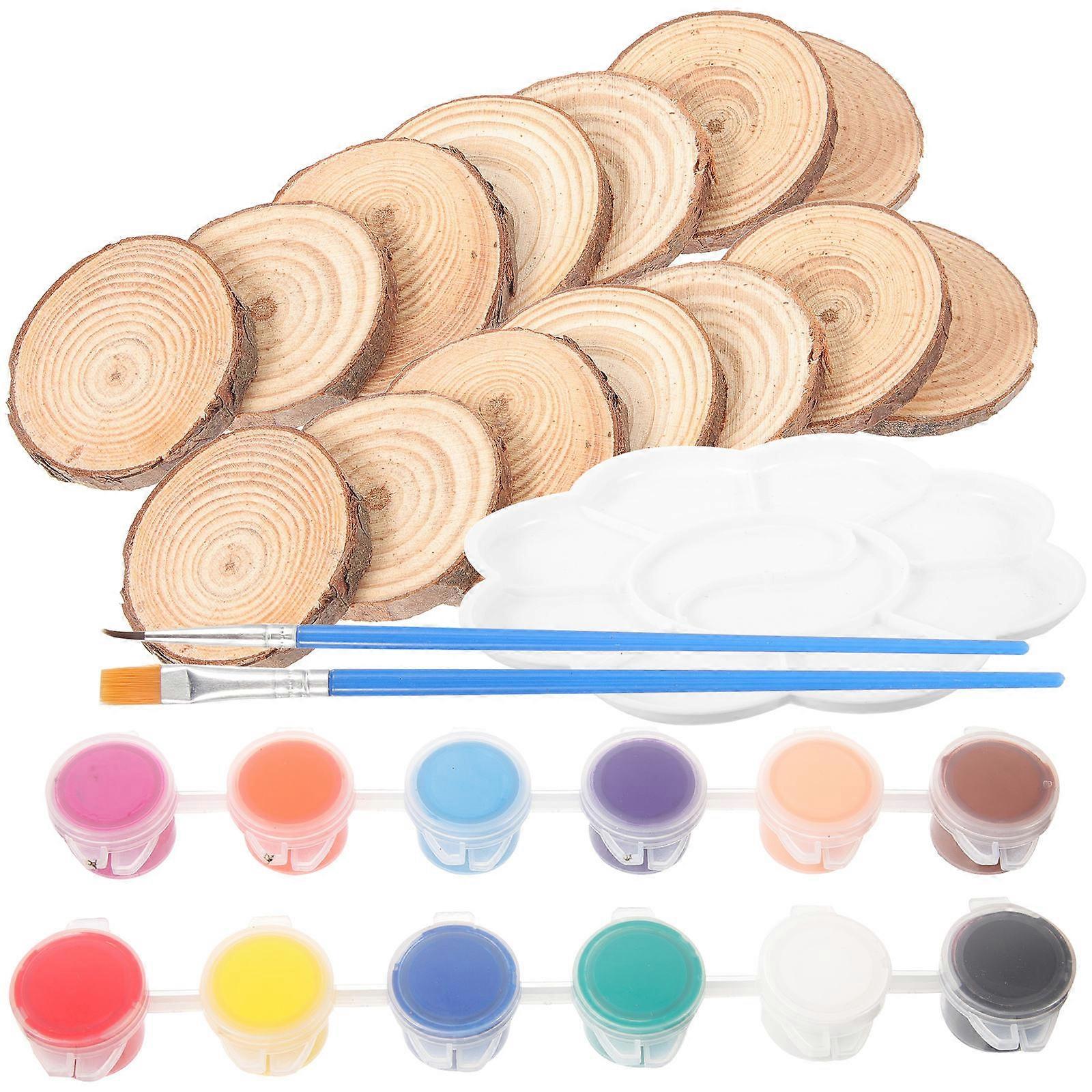 Wood Slices Kit Unfinished Round Wood Circles For Artists Craft Projects 1 Set