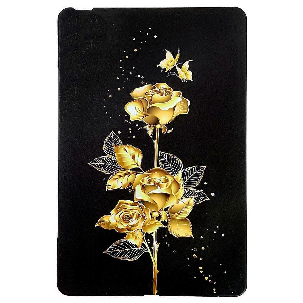 For Amazon Kindle Paperwhite (2024) TPU Case Pattern Printing Slim Tablet Protective Cover Golden Butterfly Rose