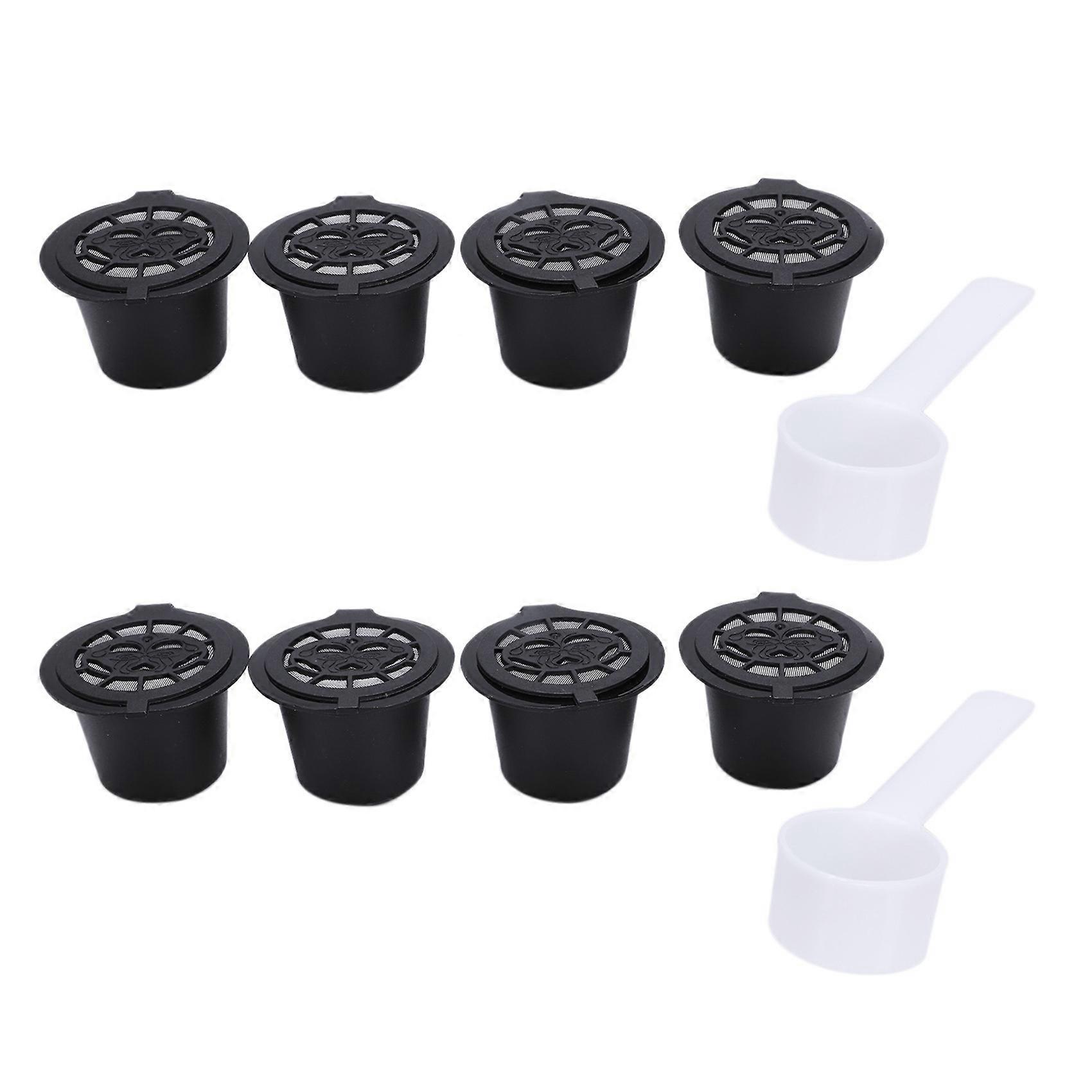 8x Refillable Reusable Coffee Capsules Pods For Machines Spoon
