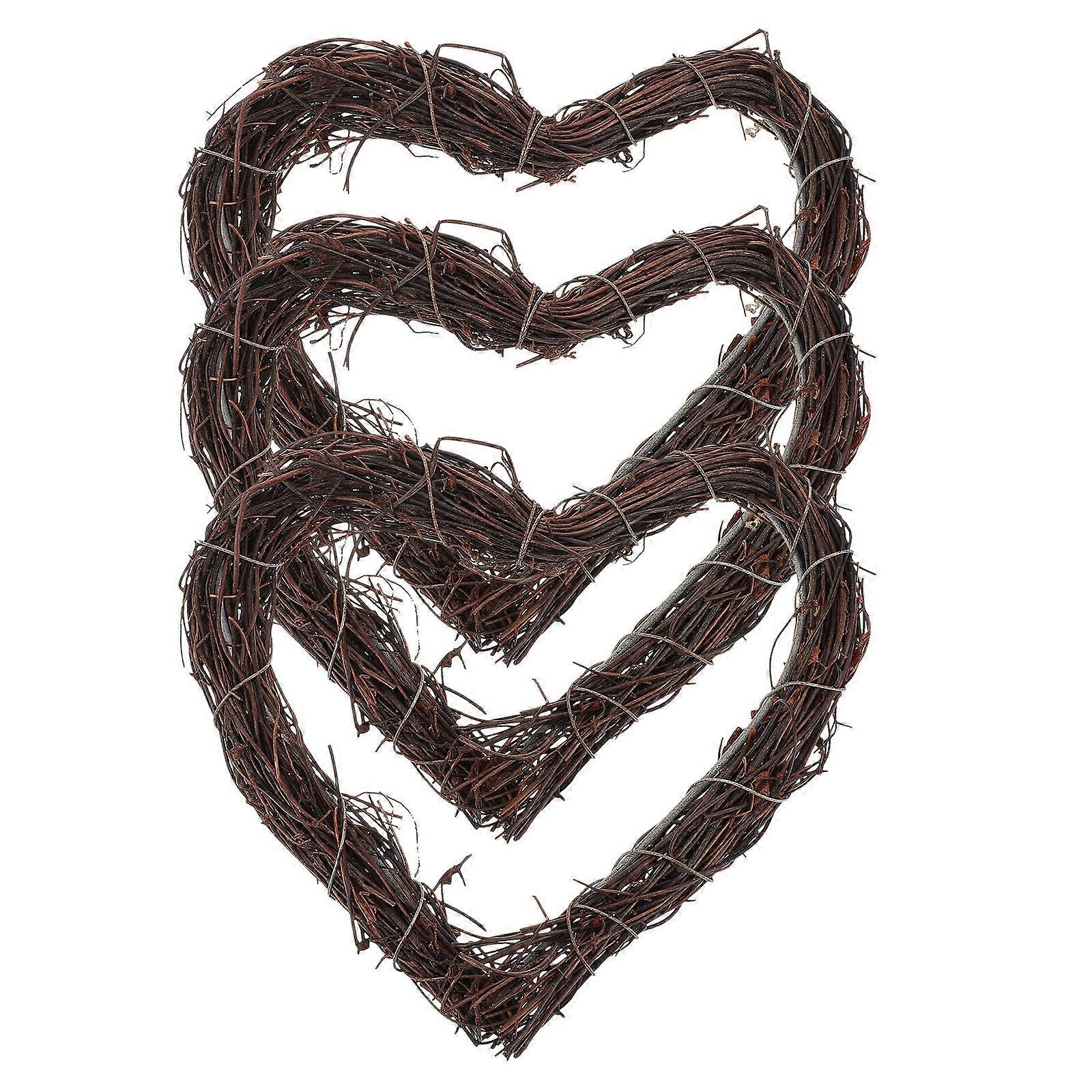 Heart Shaped Twig Wreath Lightweight Grapevine Rattan Ring for DIY Wedding, Holiday Party & Rustic Wall Decoration or Creative Photo Props